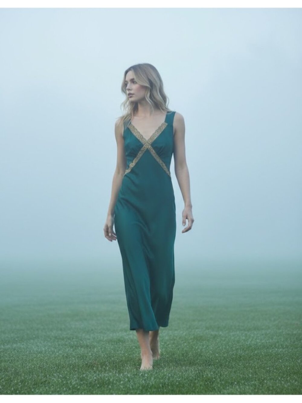 NWT Reformation Petite Provence in Forest Green Silk Satin Midi Dress MP PM